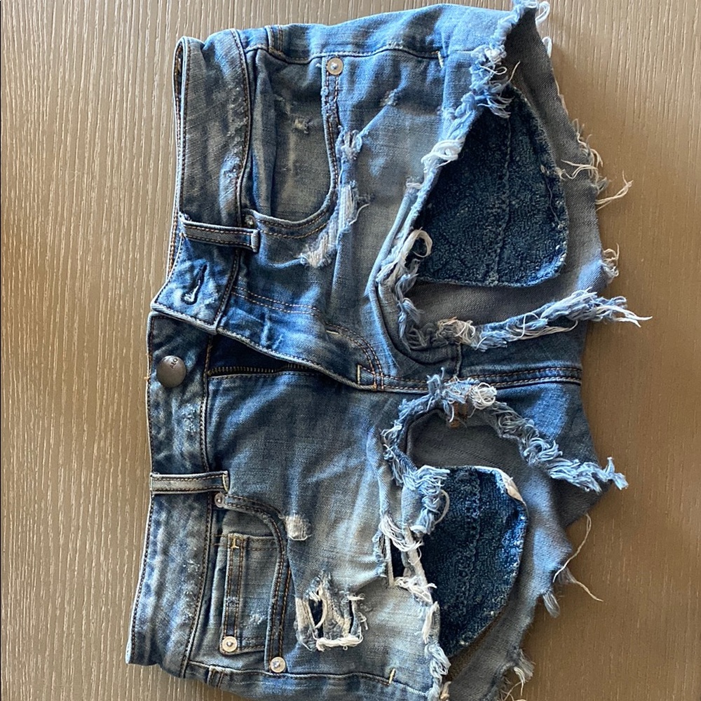 American Eagle By Payless Blue Distressed Jean Shorts